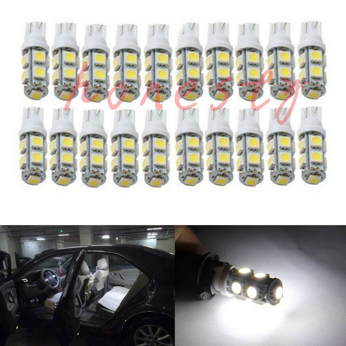 5PCS White T10 Wedge 9 SMD 5050 Car LED Light bulbs W5W 2825 158 192 168 194