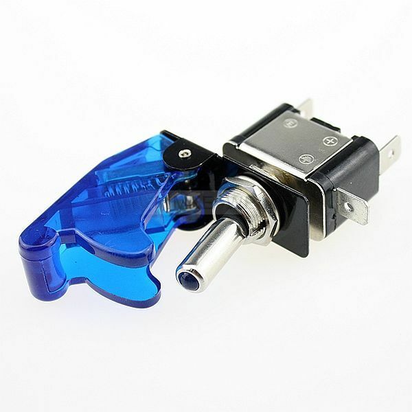 5x Blue LED Illuminated Toggle Rocker Switch With Cover For Car Boat 12V 20A New