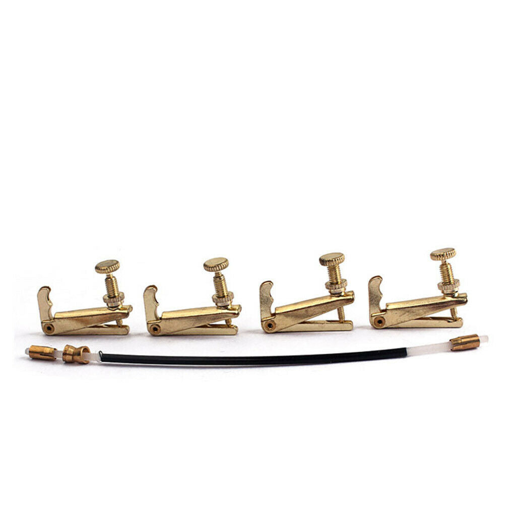 Set Ebony Violin Parts 4/4 Fittings Chinrest Pegs Tailpiece Tuner End Pins