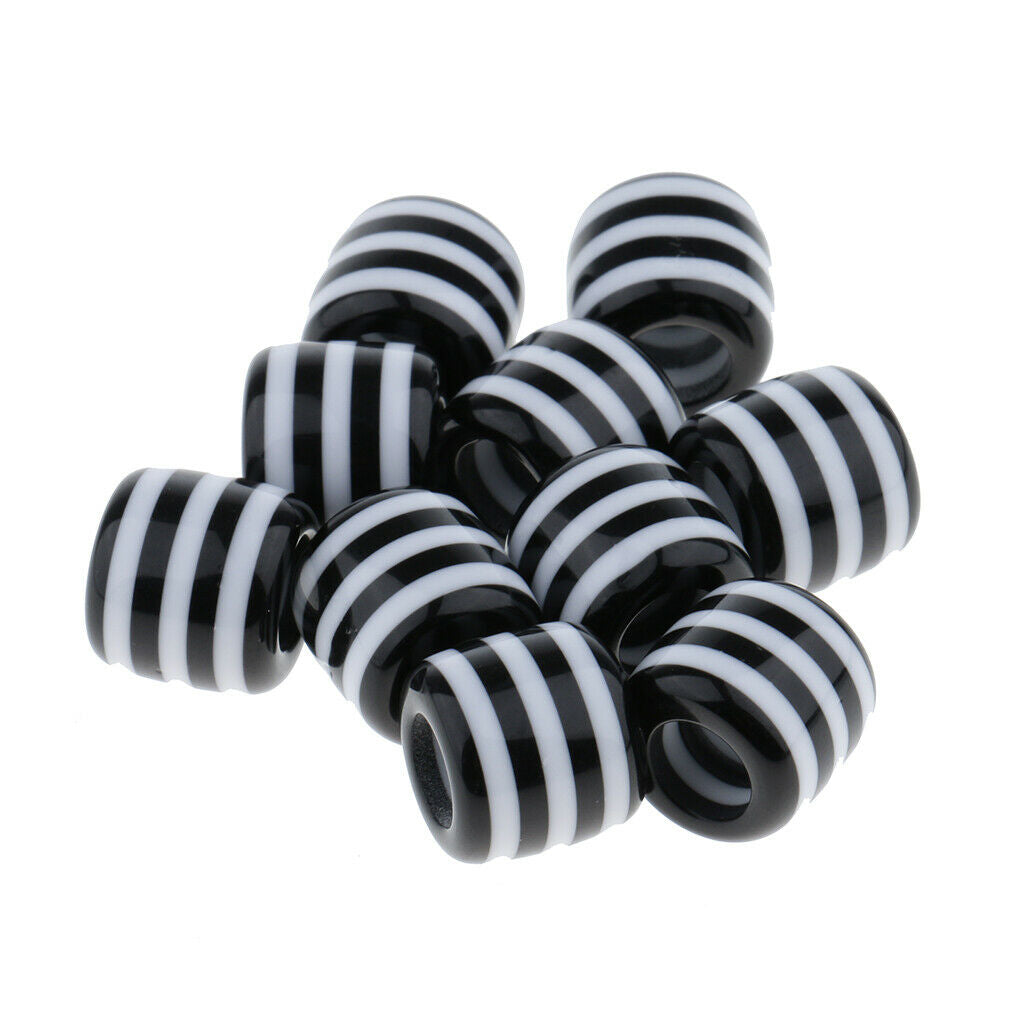 10 Piece Striped Hair Braiding Beads Cuffs Dreadlock Tube Jewelry Decoration