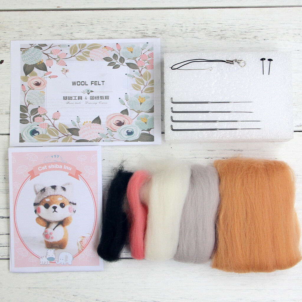 6 Sets Shiba Inu Dog Needle Felting Kit DIY Needlefelted Kit For Beginners