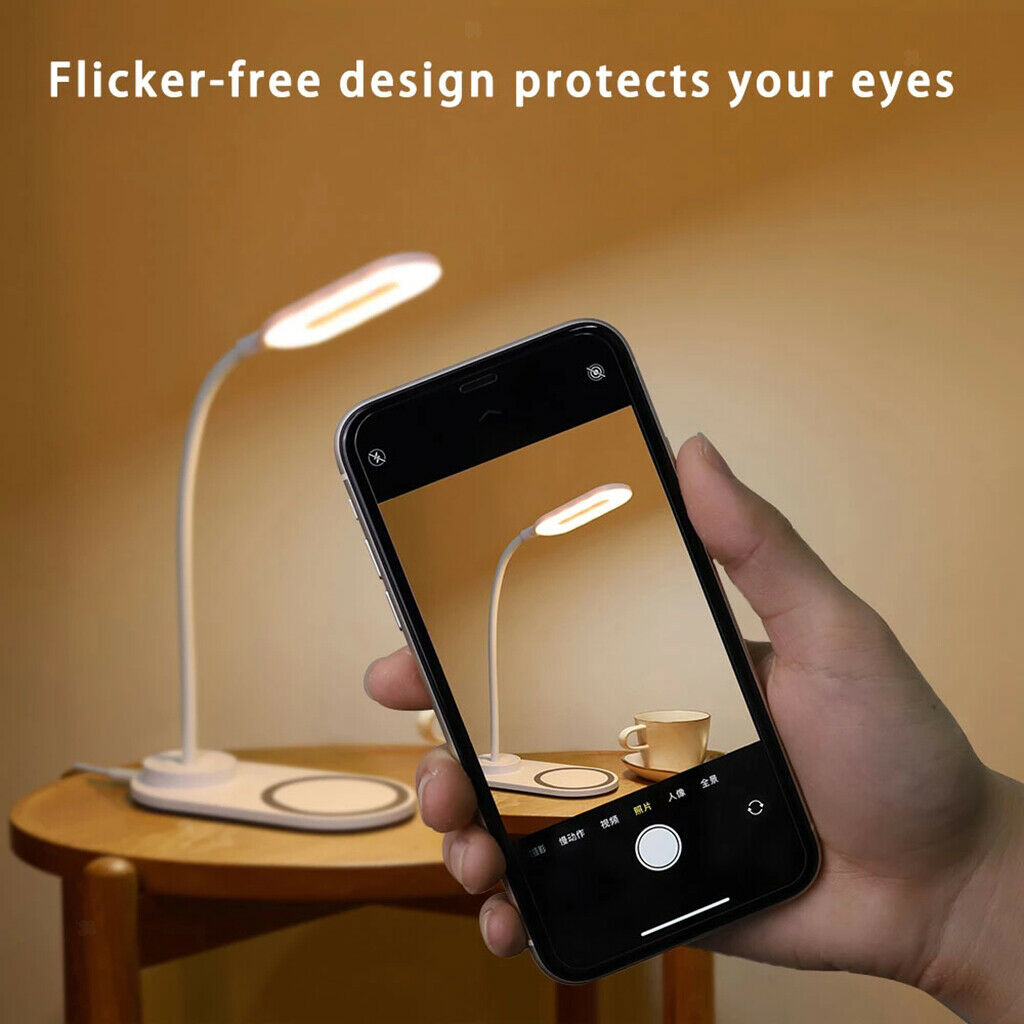 LED Desk Lamp Home Light QI Wireless Phone Charger For Office Lighting White