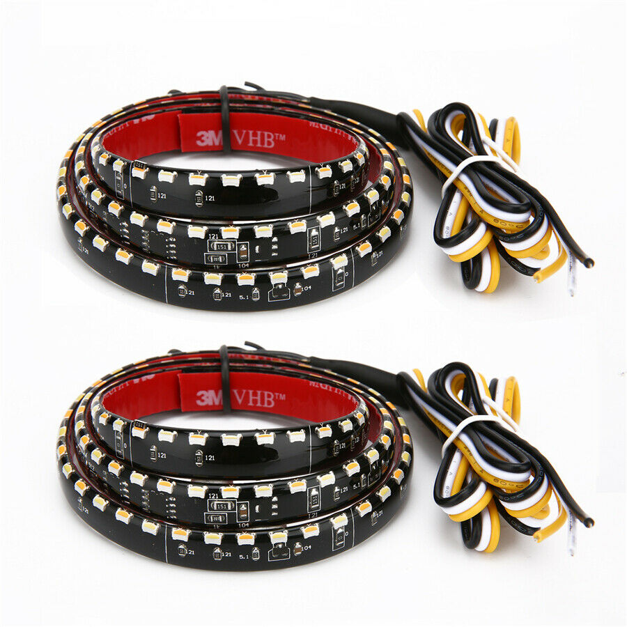 2x96LED 60CM Flexible Flowing Sequential Turn Signal Strip Light Lamp Waterproof