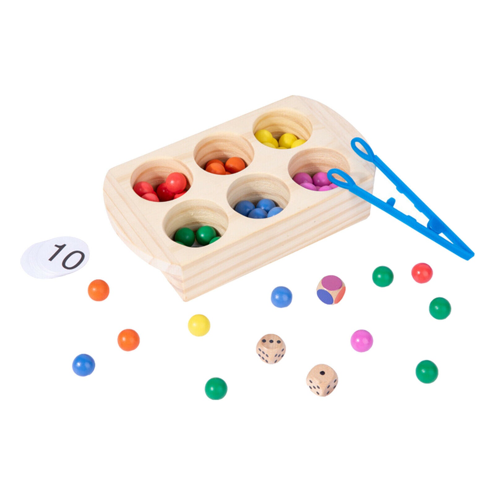 Wooden Counting Bead Montessori Color Matching Early Memory Fun Sensory Toys