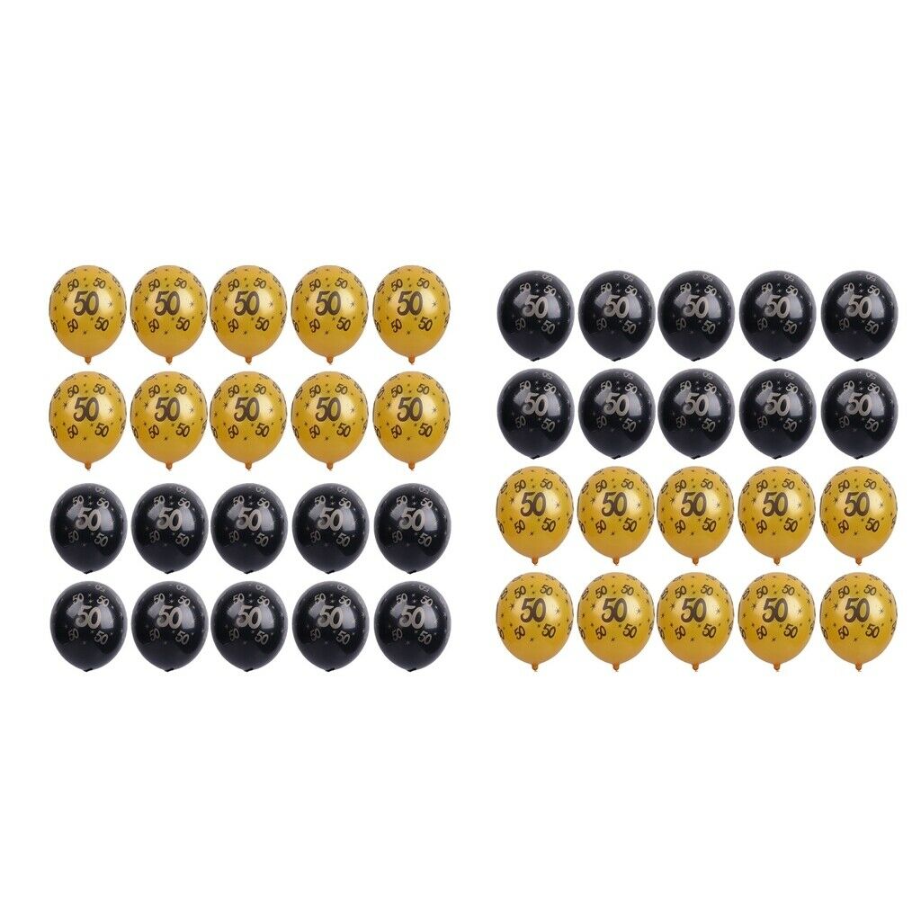 Pack of 40 X 12" Pearlised Latex Balloons Featuring Stars And Number Prints