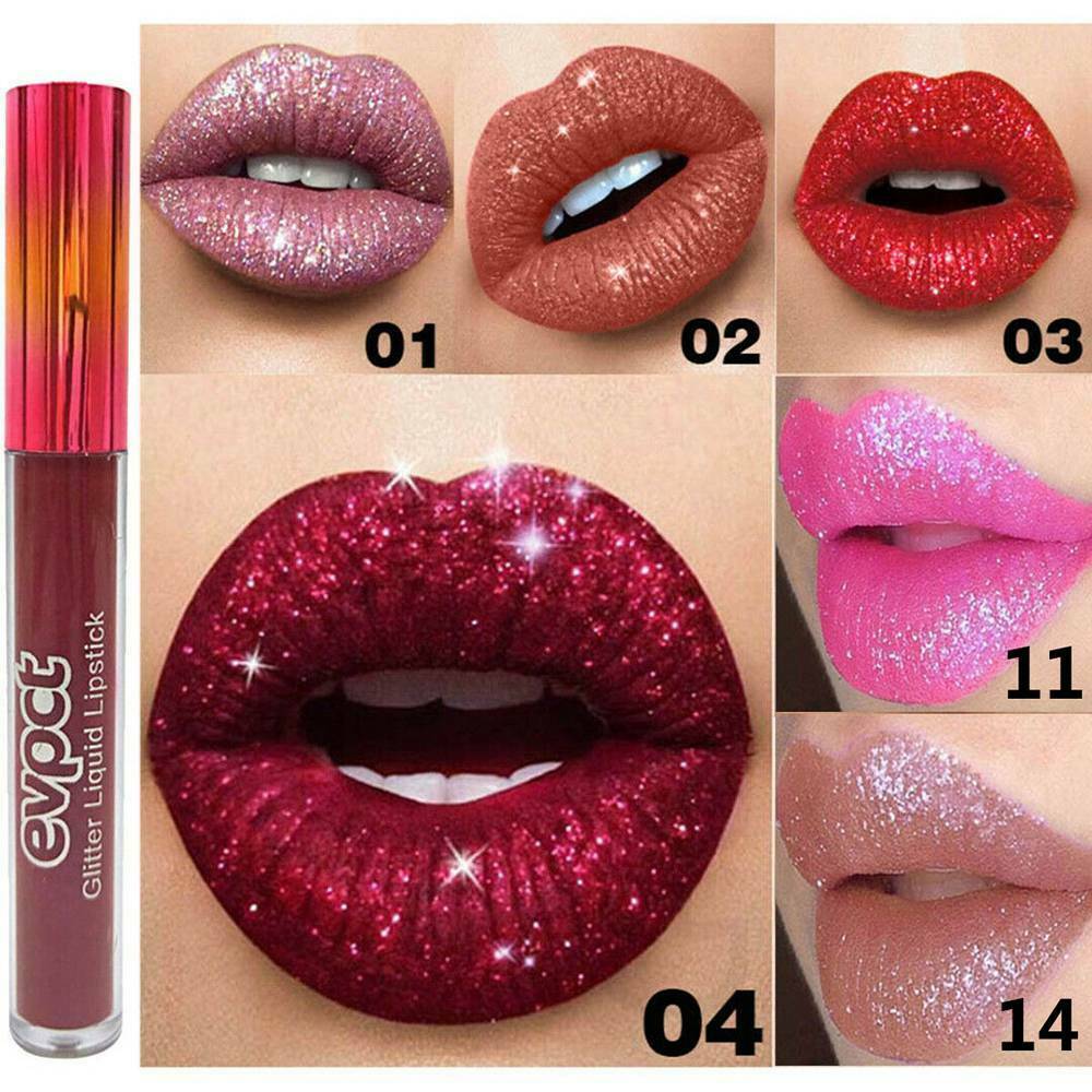 Long Lasting Lip Liquid Matte Metallic Women Glitter Lipstick Lip Gloss Makeup~