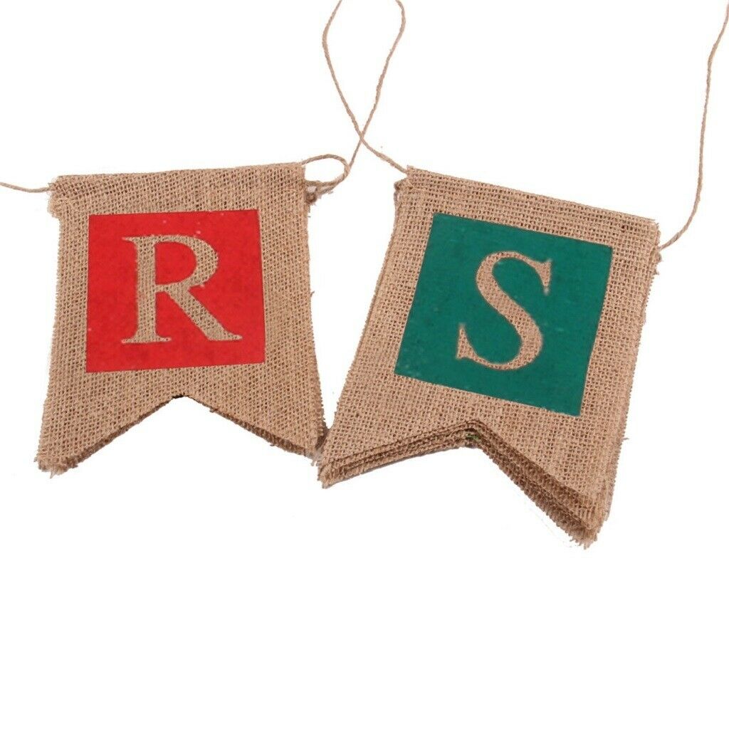 Merry Christmas Burlap Bunting Banner Garland Sign for Christmas Party Decor