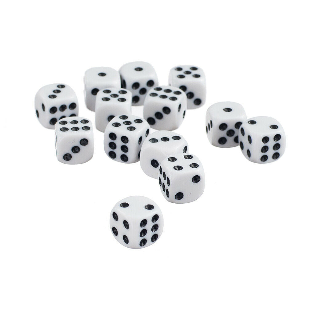 50Pack of 12mm Opaque Six Sided Spot Dice Games D6 D&D RPG White