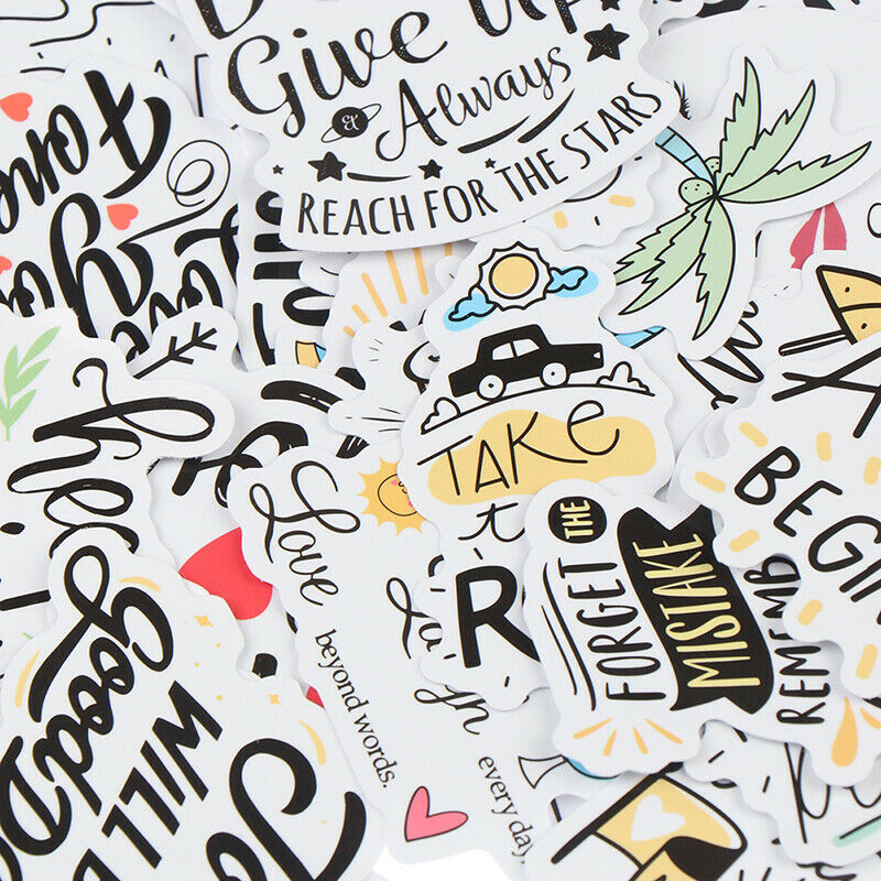 50x Motivational Phrases Quotes Waterproof Stickers For Diy Laptop Skateb.l8