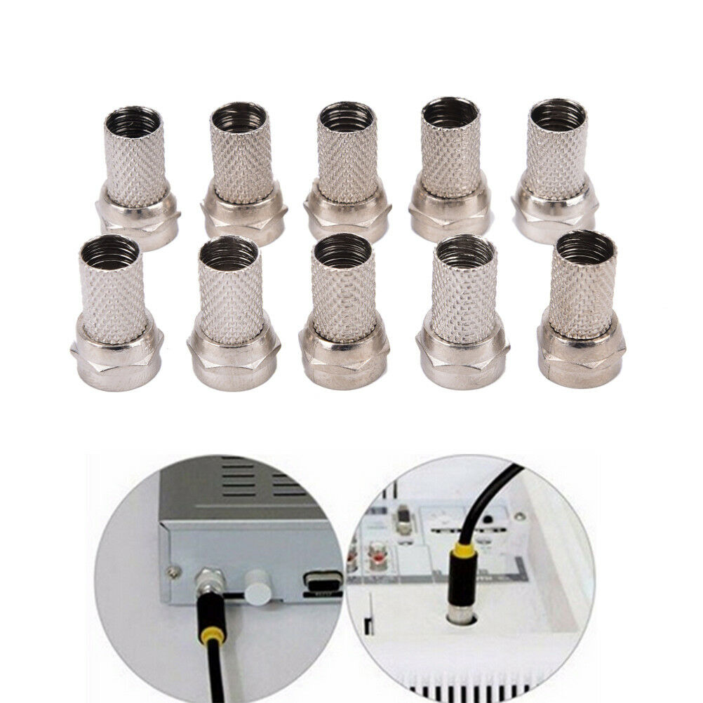 10x`RG6 F Plug Connectors Satellite Virgin Sky TV Screw Twist Coax Cable .l8