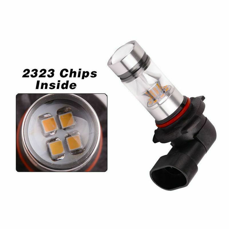 2x 9005 HB3 6000K 100W 2323 LED Projector Fog Driving Light Bulbs White T6X3X3