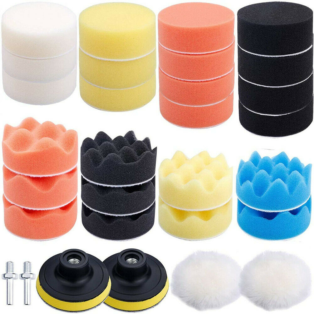 31Pcs 3 inch Buffing Polishing Pads for Drill Adapter Car Auto Waxing Sponge Pad