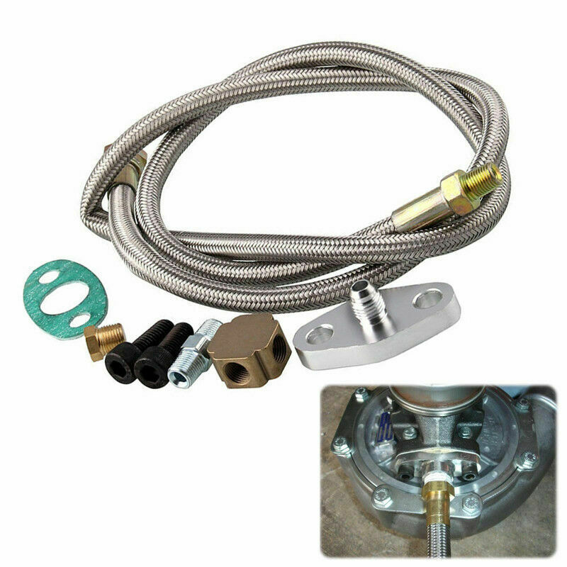 Aluminum Turbo Oil Inlet Hose Feed Line 1/8 NPT Adapter Kit For T3 Turbocharger