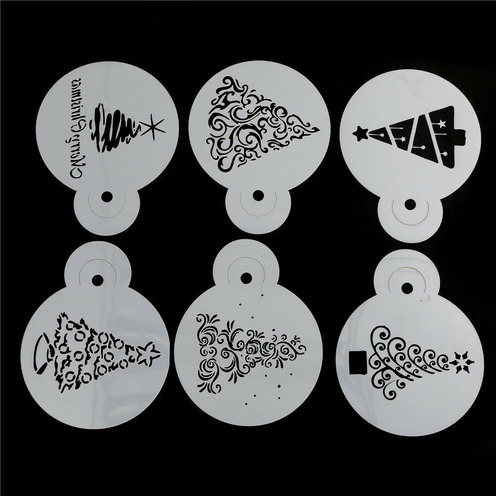 6x Christmas Tree Cake Stencil Cookie Mould Wedding Party Cake Decor Temp.l8