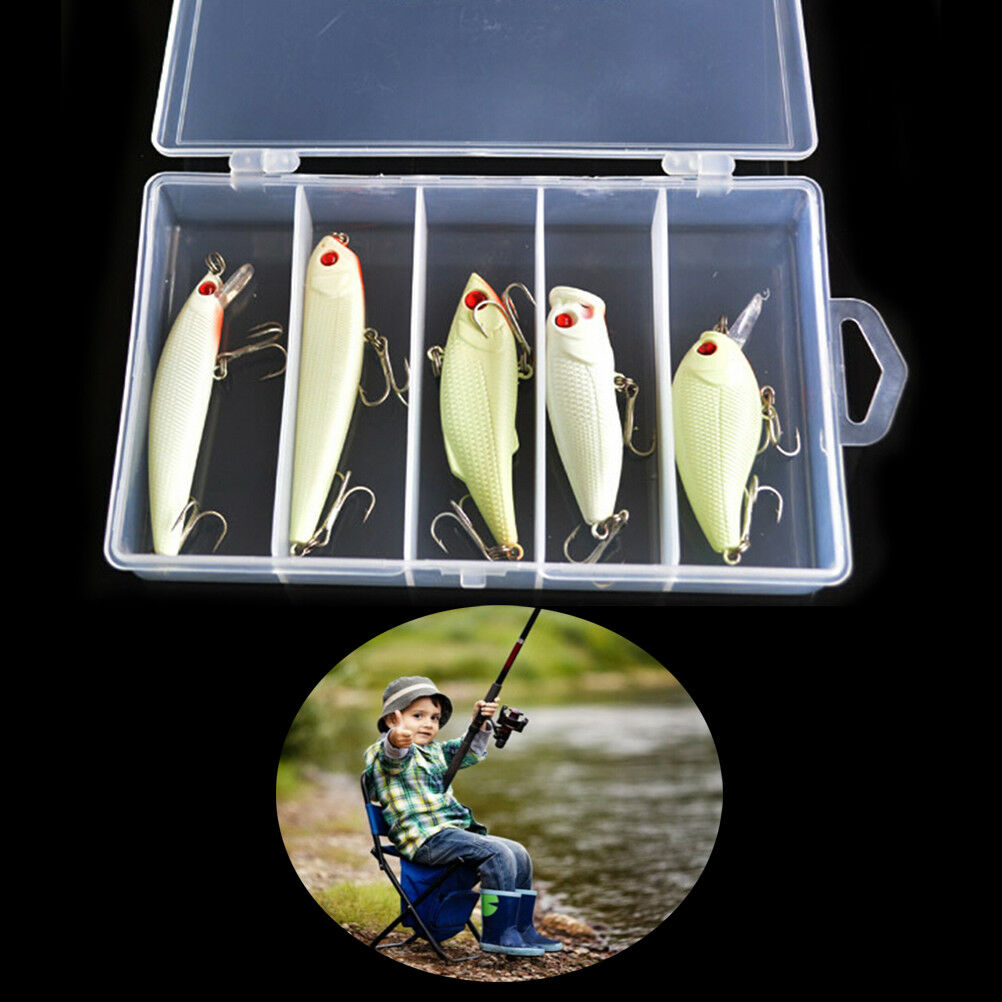 Fishing Lure Bait Kit Luminous VIBper Crank Minnow Pencil Glow Lures 5X L JB BU