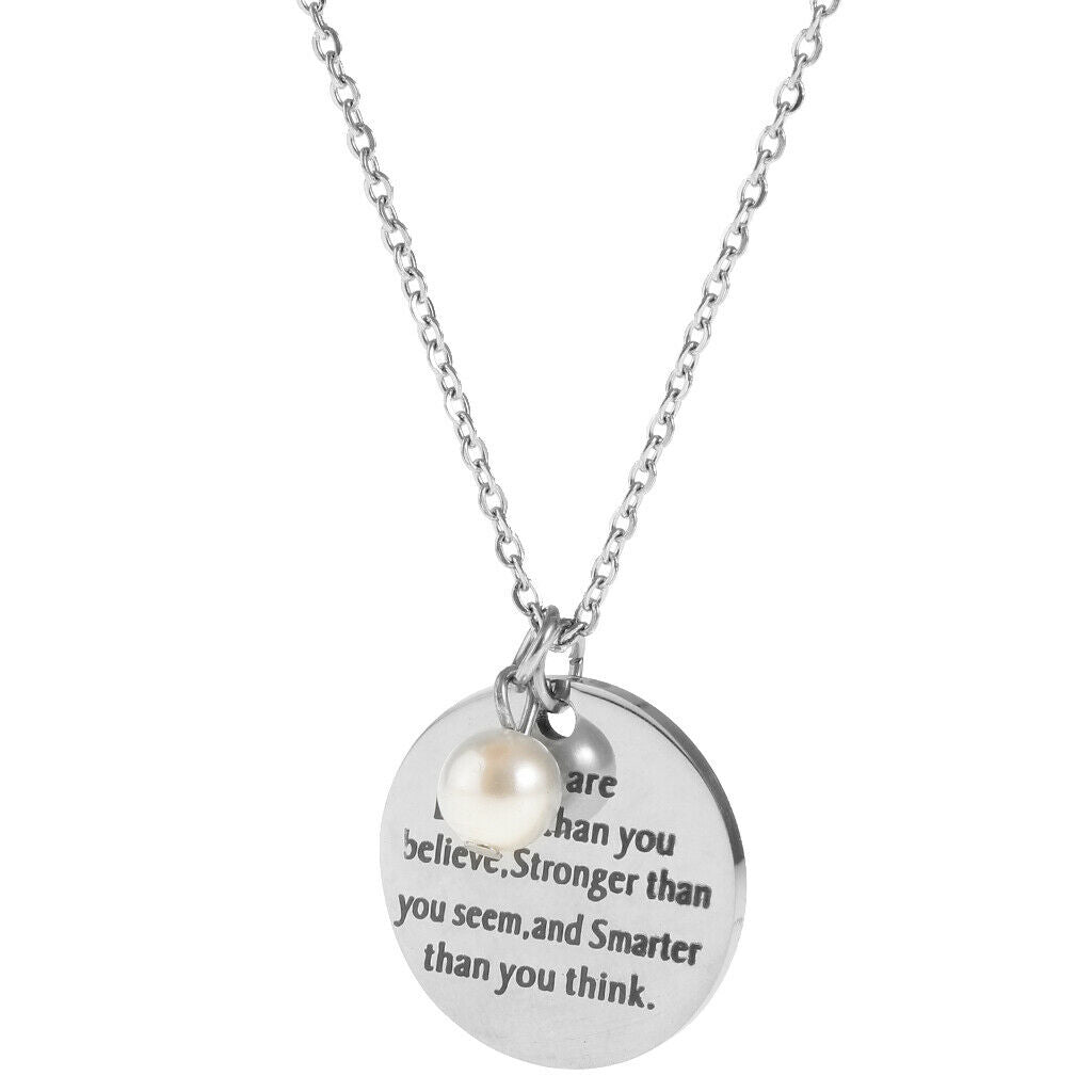 Stainless Steel Round Tag You Are Braver Encourage Necklace You Are Braver
