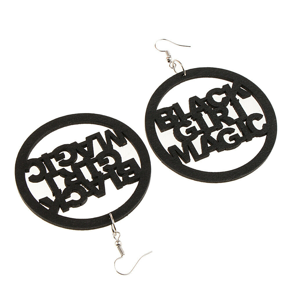 2 Pairs Natural Wooden Girl Dangle Earrings Punk Hippy Ethnic Jewelry