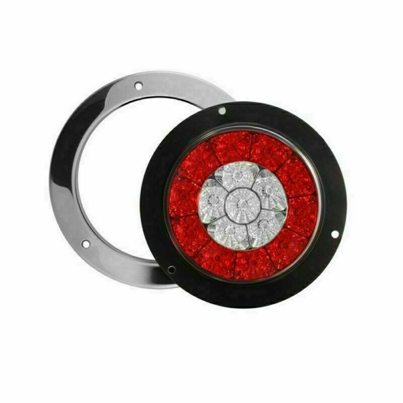 Round LED Red Amber Truck RV Trailer Tail Light 4" Stop Brake Turn Signal Lamp