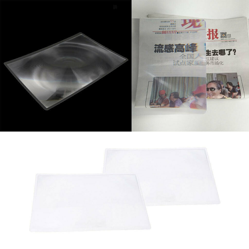 2pcs, 11.7x8.3'' Full Page Triple Reading Lens Magnifier, Distortion-Free