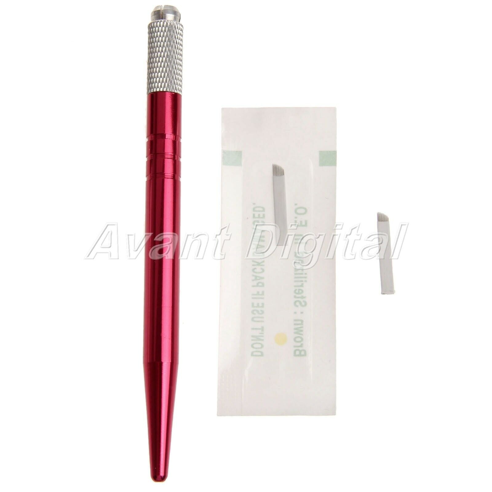 2Pcs Microblading Manual Eyebrow Tattoo Pen + 10Pcs 12pin Needle Makeup Tool Set