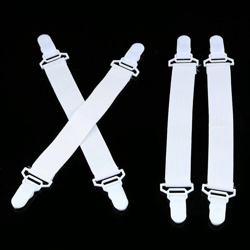 4 Pcs Bed Sheet Grippers Fasteners Mattress Clips Elastic Suspenders Grippers