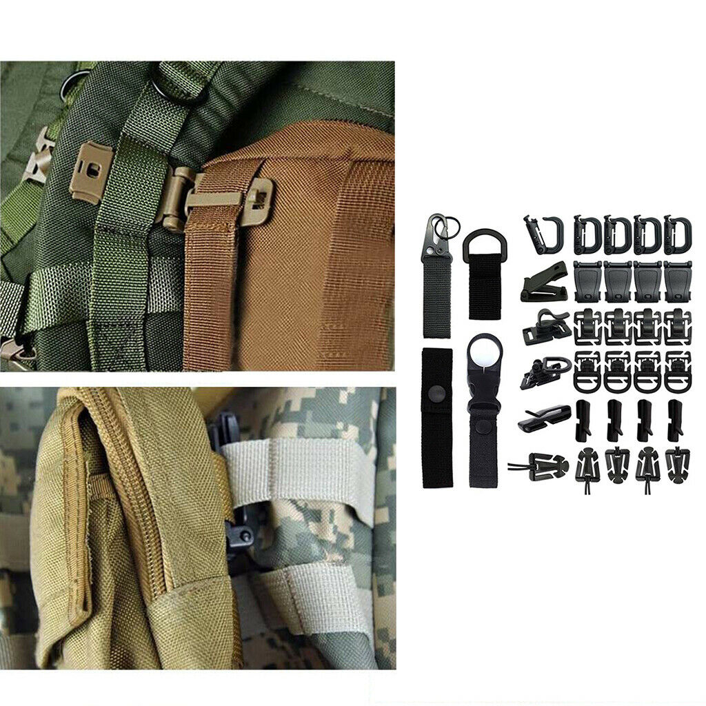 34Pack Molle Attachments Molle Accessories Set 360 Rotation D-Ring Clip
