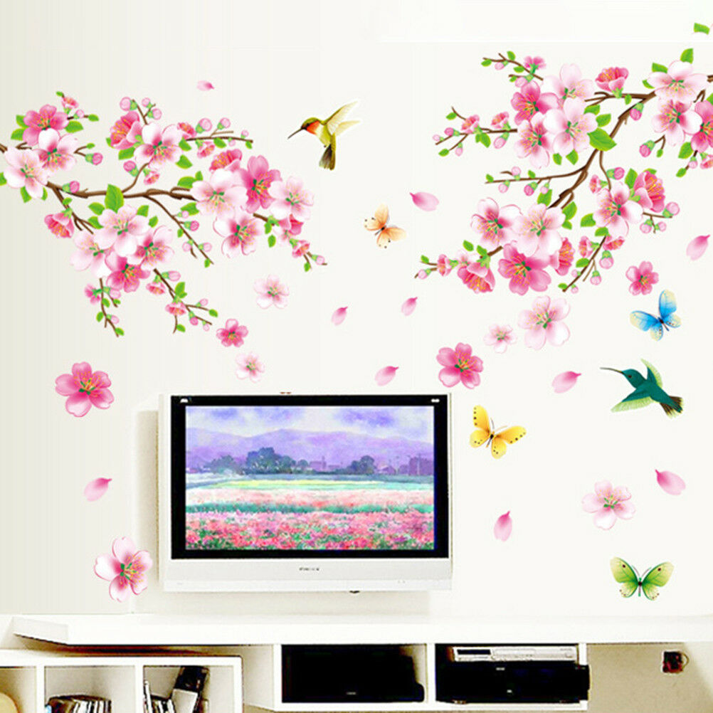 wall stickers graceful peach blossom wall stickers romantic living room decor BD