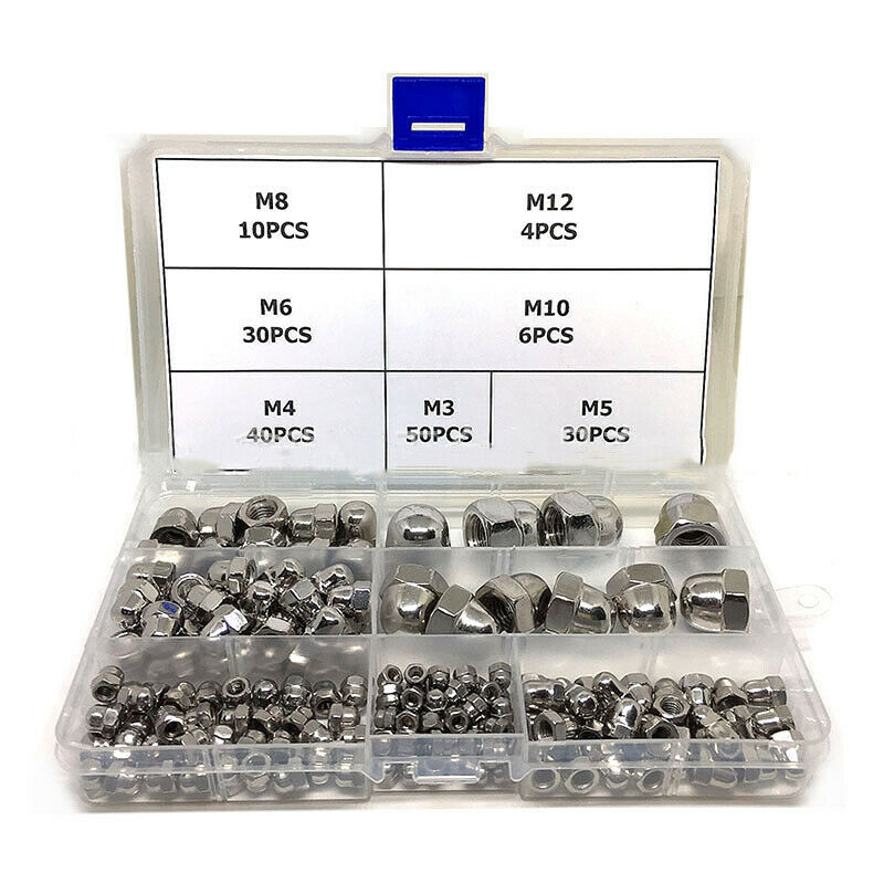 170Pcs M3-M12 304 Stainless Steel Ball Nut Cap Ball Nut Box