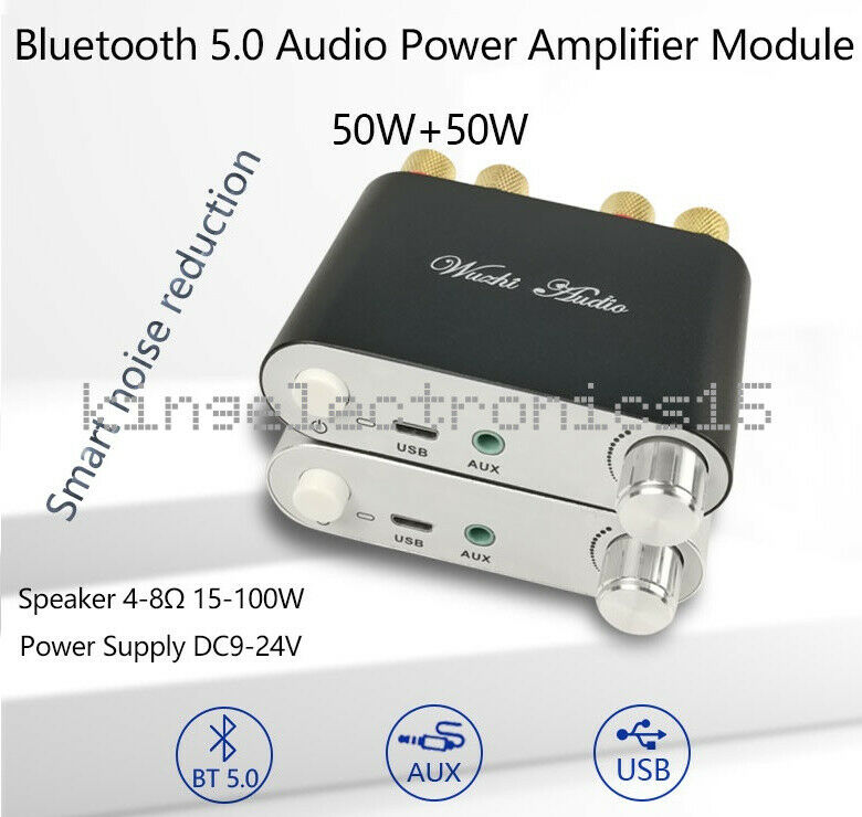 ZK-502D 50W*2 Bluetooth 5.0 HiFi Wireless Power Audio Amplifier Stereo Board NEW