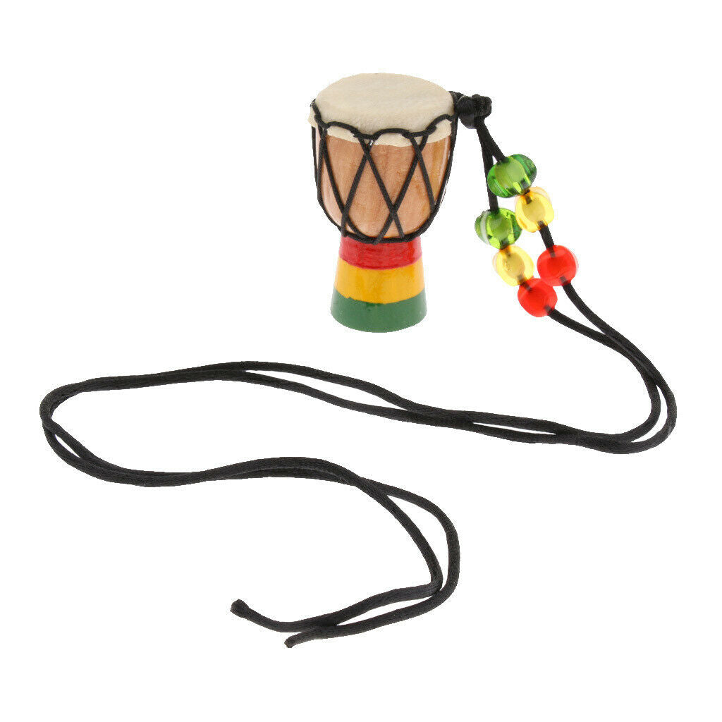 Wooden Mini Classic Drummer Djembe Percussion African Hand Drum Pendant B