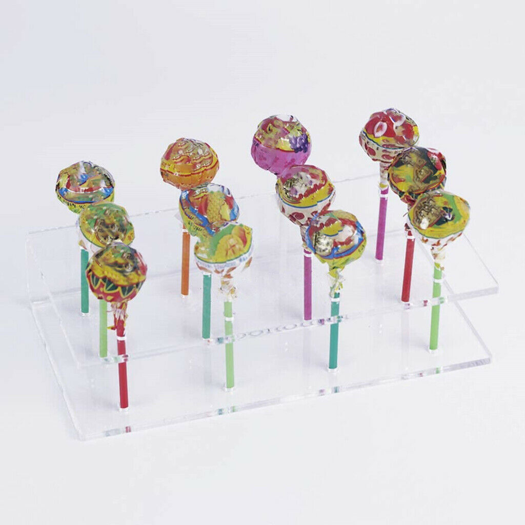 2 Pieces Transparent 12 Holes Acrylic Lollipop Stand Rack for Family Party