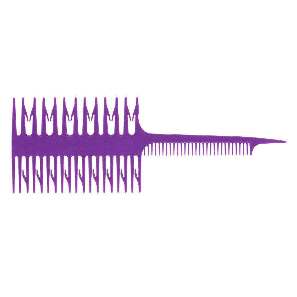 Salon 3-Way Weaver Weaving Comb Hair Dyeing Sectioning Highlighting Purple