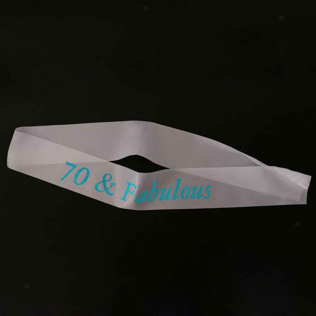 Gilding Blue Numbers Fabulous Satin Sash for Birthday Anniversary White 70