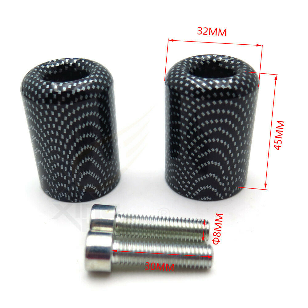 Carbon Grip Bar End Slider Kit Nologo Rubber For Kawasaki Ninja 250R 500R 650R