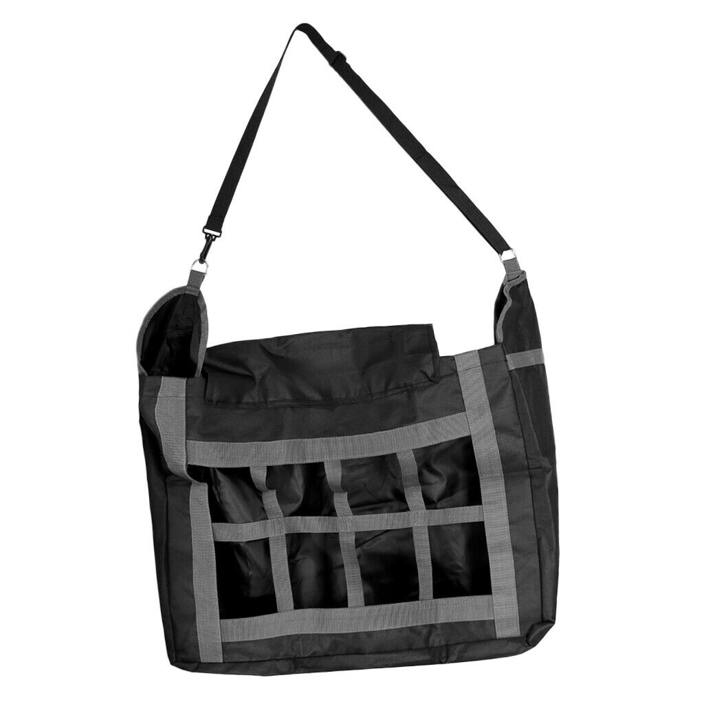 Durable 600D Oxford Cloth Slow Feed Hay Net Horses Feeding Bag Black