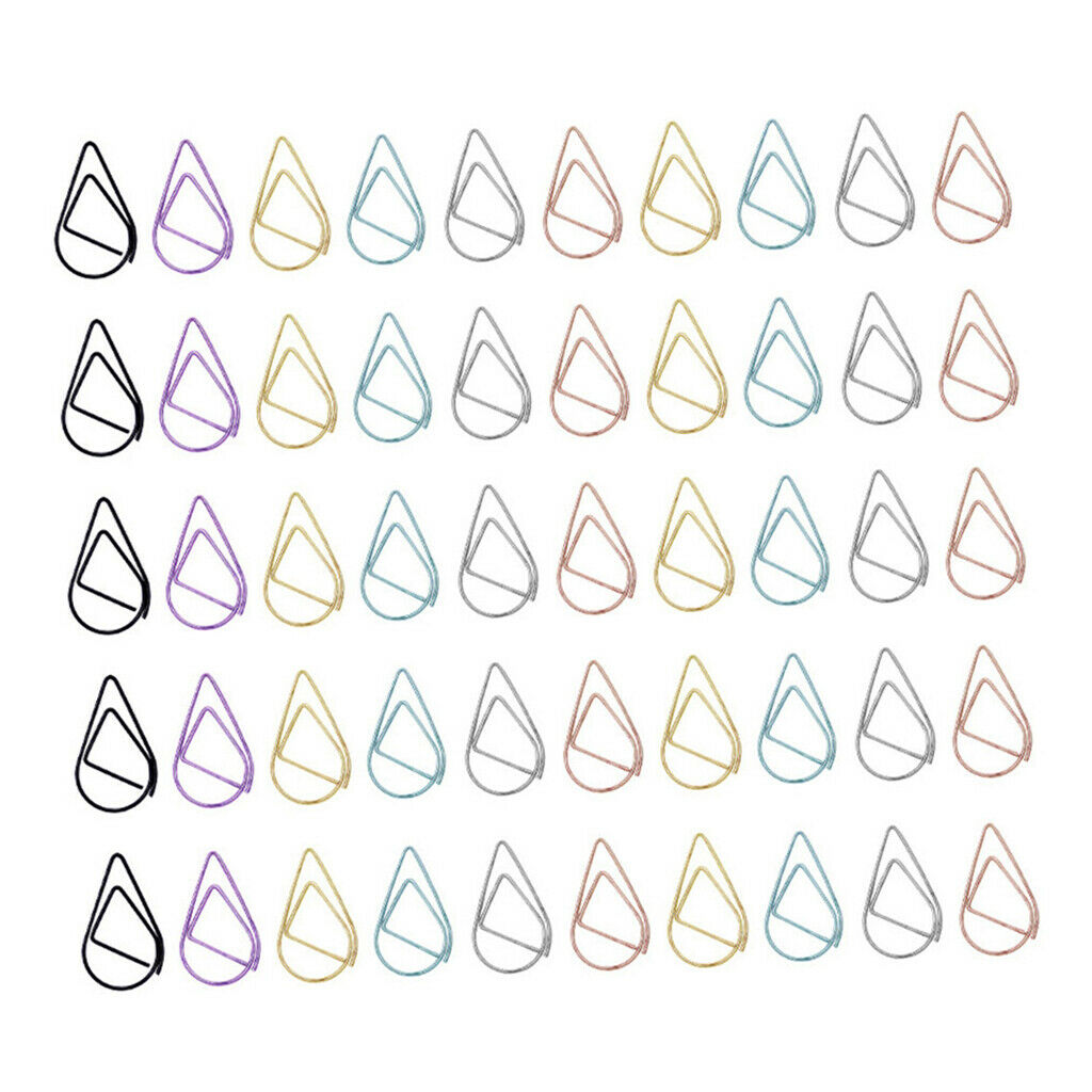 50x Paperclips Bookmark Water Drop Shape Birthday Gifts Child Stationery 34 X 20
