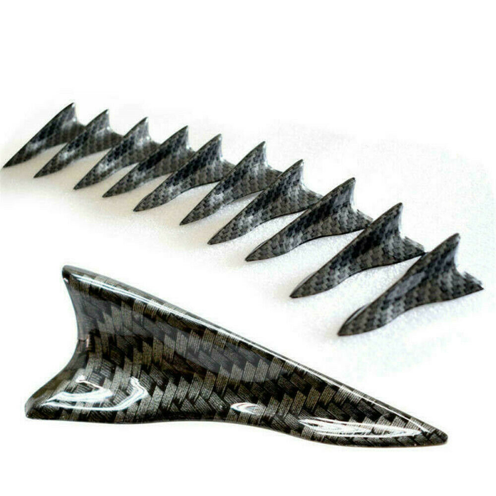 10Pcs/Set Carbon Fiber Shark Fin Diffuser Generator Car Wing Roof Spoiler Bumper