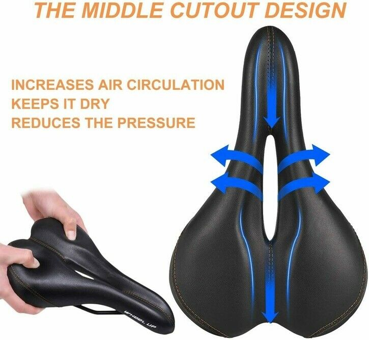 Wheel up Comfort Road Bike Saddle Wide Saddle Bike Seat Soft Leather ERGONOMIC