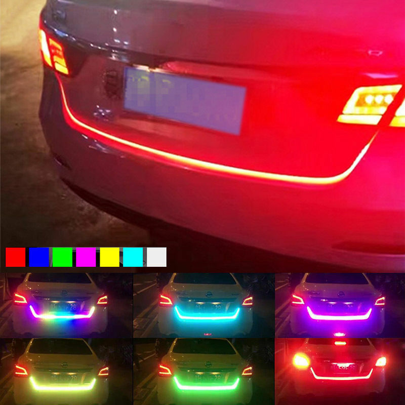 47"RGB Car Rear Trunk Strip Light Tailgate Brake Drive Turn Signal Flow LED Lamp