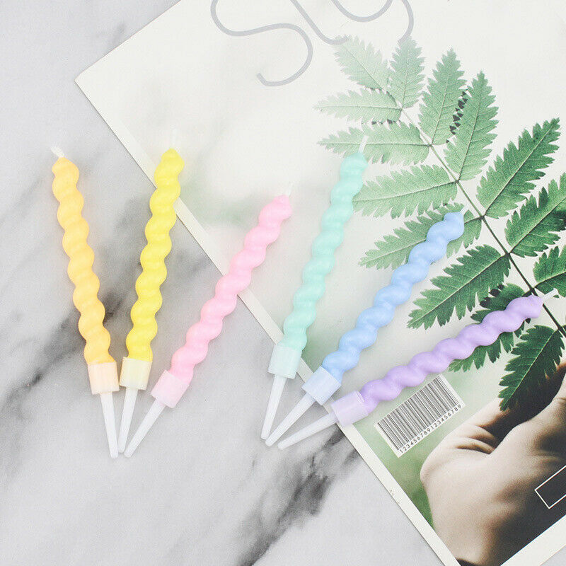 6pcs/set Thread Color Birthday Candles With Stand Cake Candle Party Suppl.l8