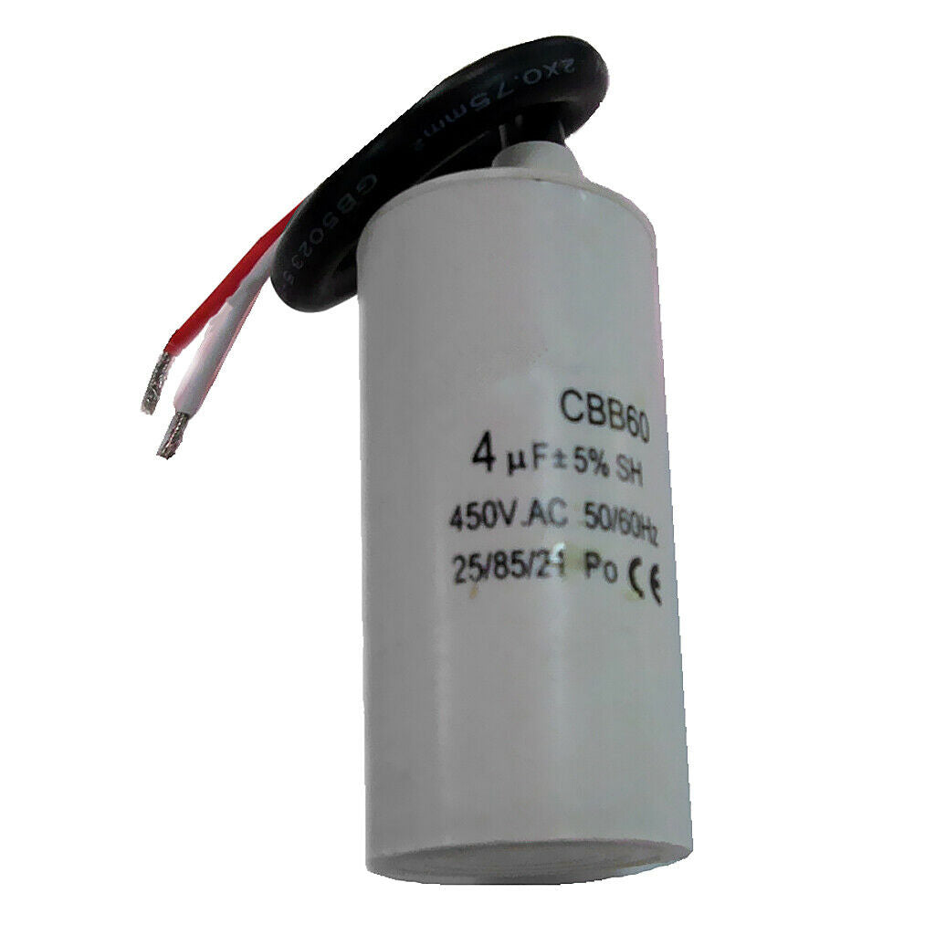 450V 4uf Motor Drive Capacitor Capacitance CBB60 for Washing Machine White