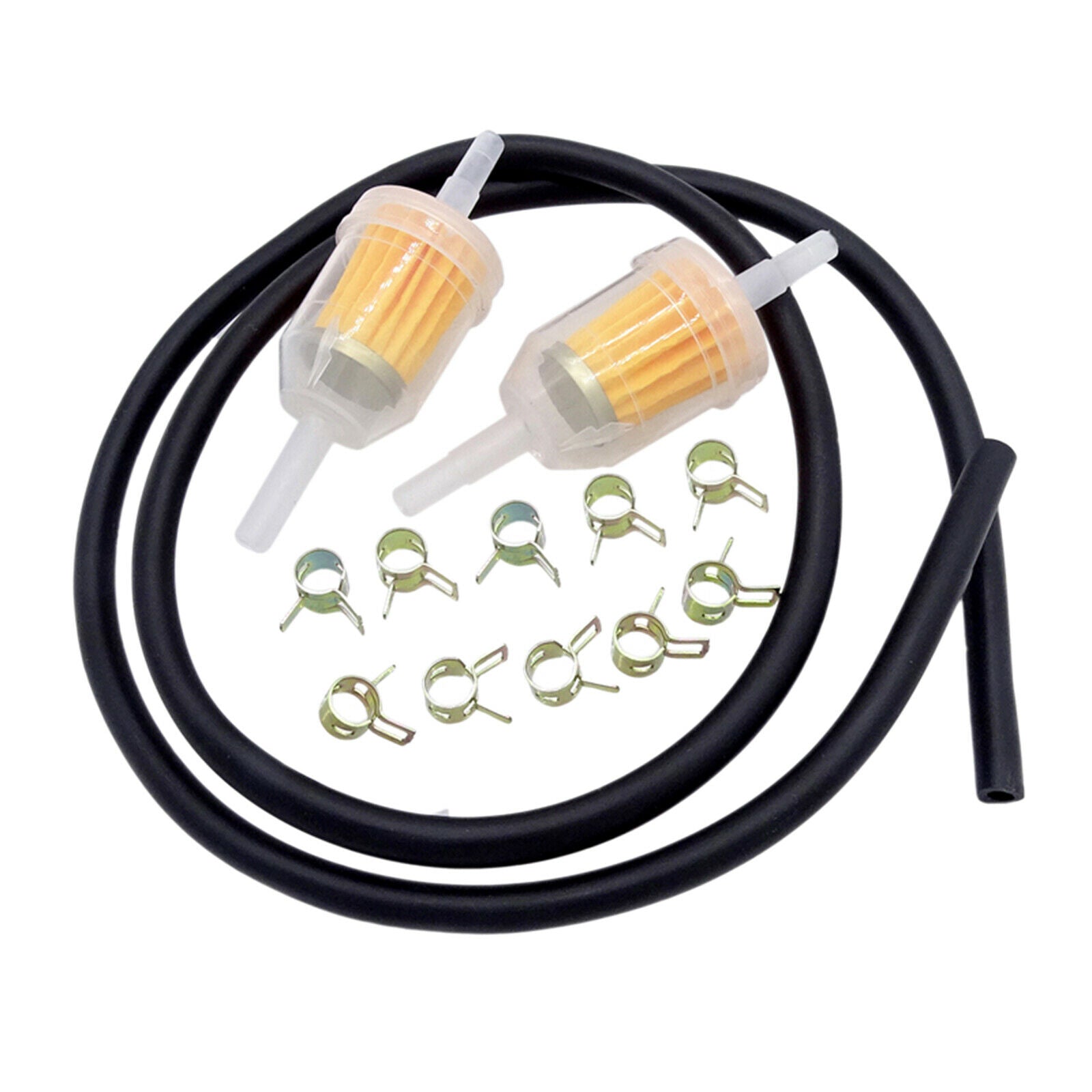 Scooter Motorcycle Gasoline Fuel Line Fuel Filter 6-8MM 1/4" Tube Clamp Set