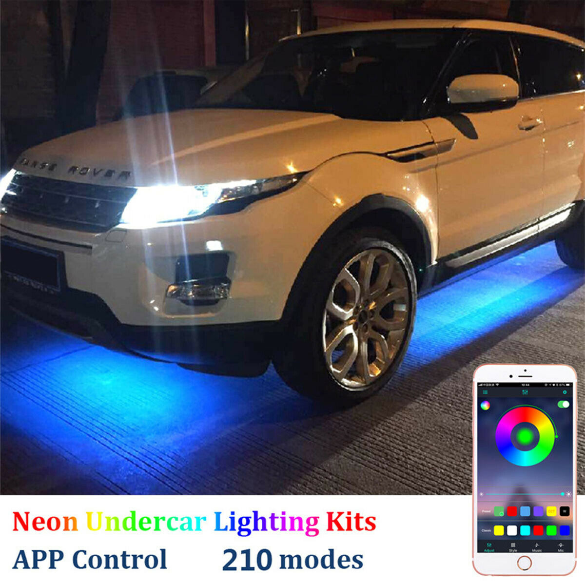4Pcs LED Strip Under Car Tube Underglow Neon Light Kit Phone APP Sound  Control