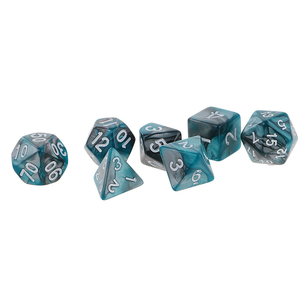 7 dice polyhedral dice for DND RPG MTG Casino Green
