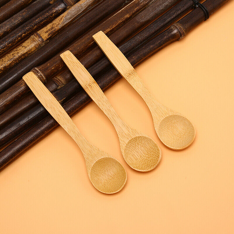 1Pc Mini Wooden Round Bamboo Spoon Soup Tea Coffee Salt Spoon Jam Scoop T.l8
