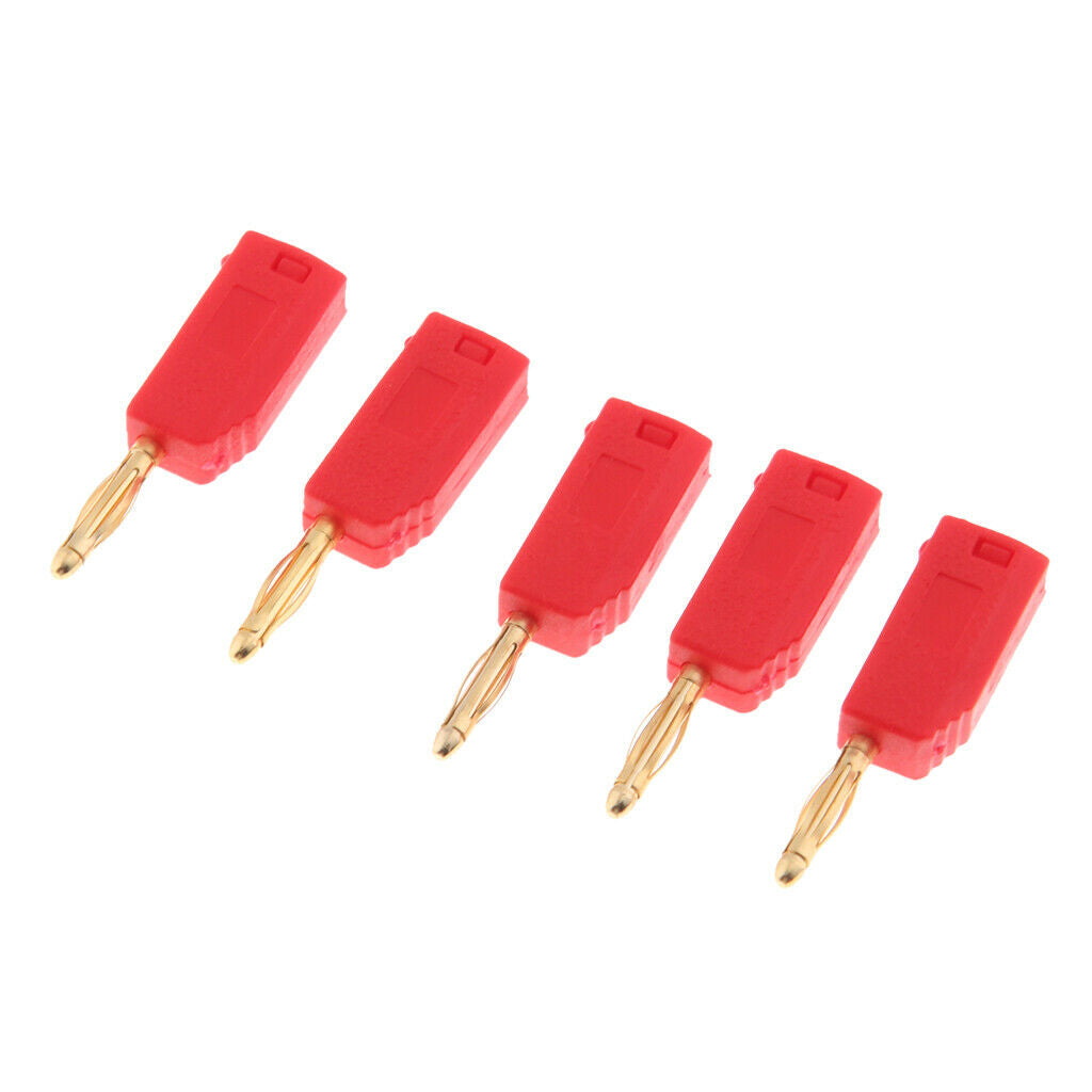 2mm Banana Unshrouded Stackable Plug Red Connector Insulated Black/Red 10PCS