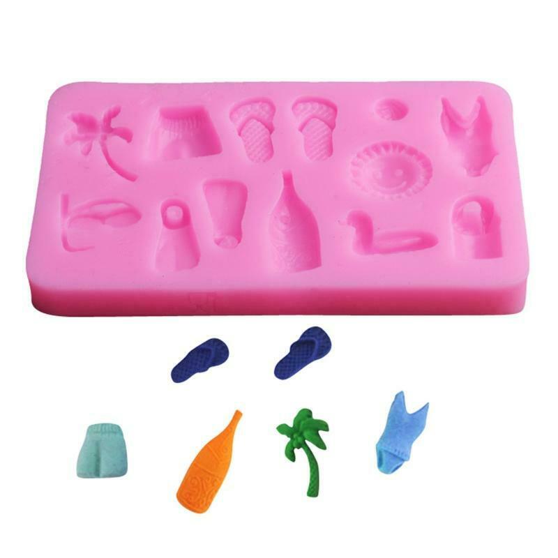 Beach Series Square Fondant Silicone Material Mold Slippers Swimsuit Cake Decors