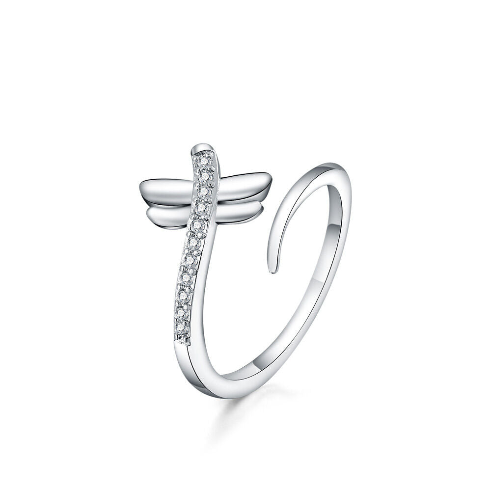 Platinum Plated Fashion Wedding Party crystal lady Cute women open Rings Jewelry