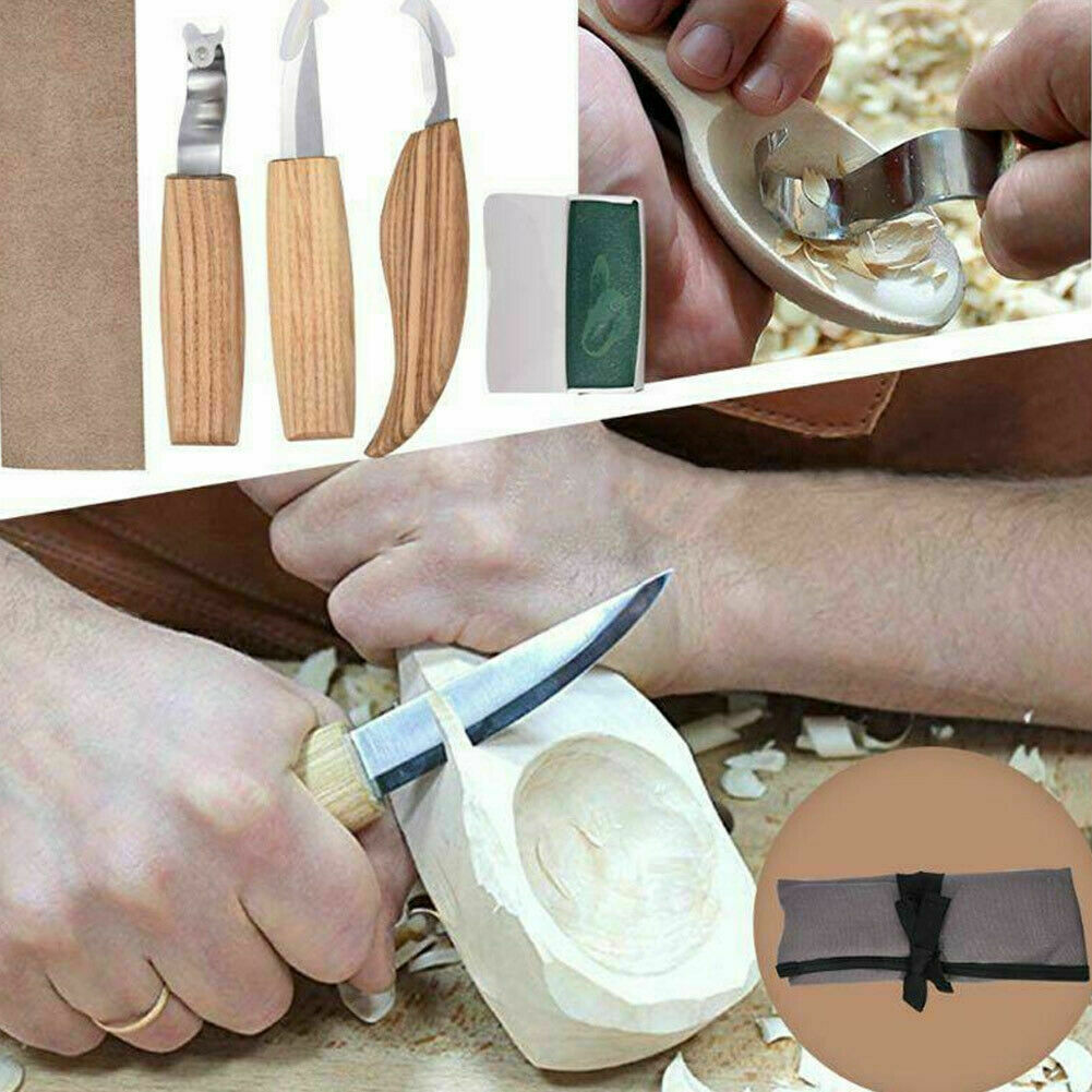 Woodworking Tools Spoon Kit Whittling Carpenter Tools Wood Carving Knives Set