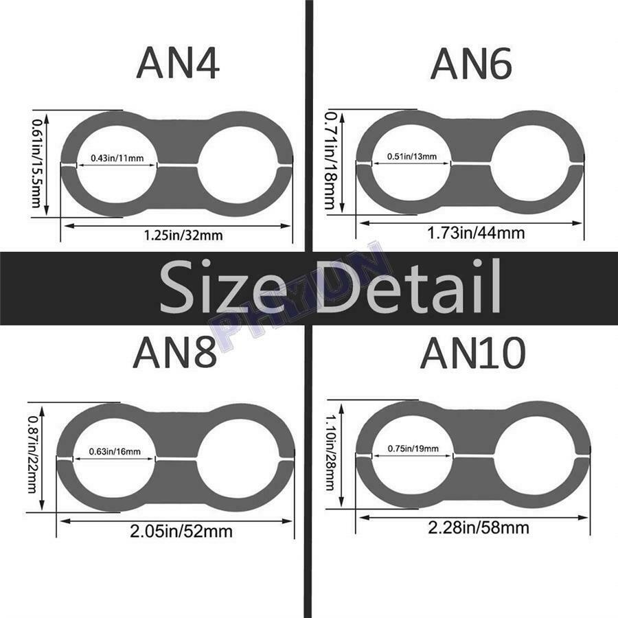 8Pcs AN-8 AN8 16MM 17MM Braided Hose Separator Clamp Fitting Adapter Bracket